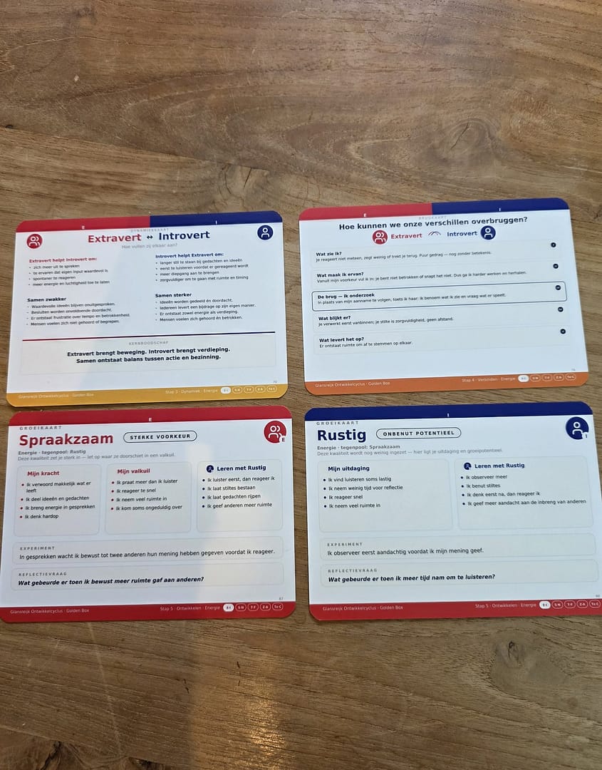 Dynamiekkaart, brugkaart en groeikaarten — coachkaarten voor stap 3 tot 5